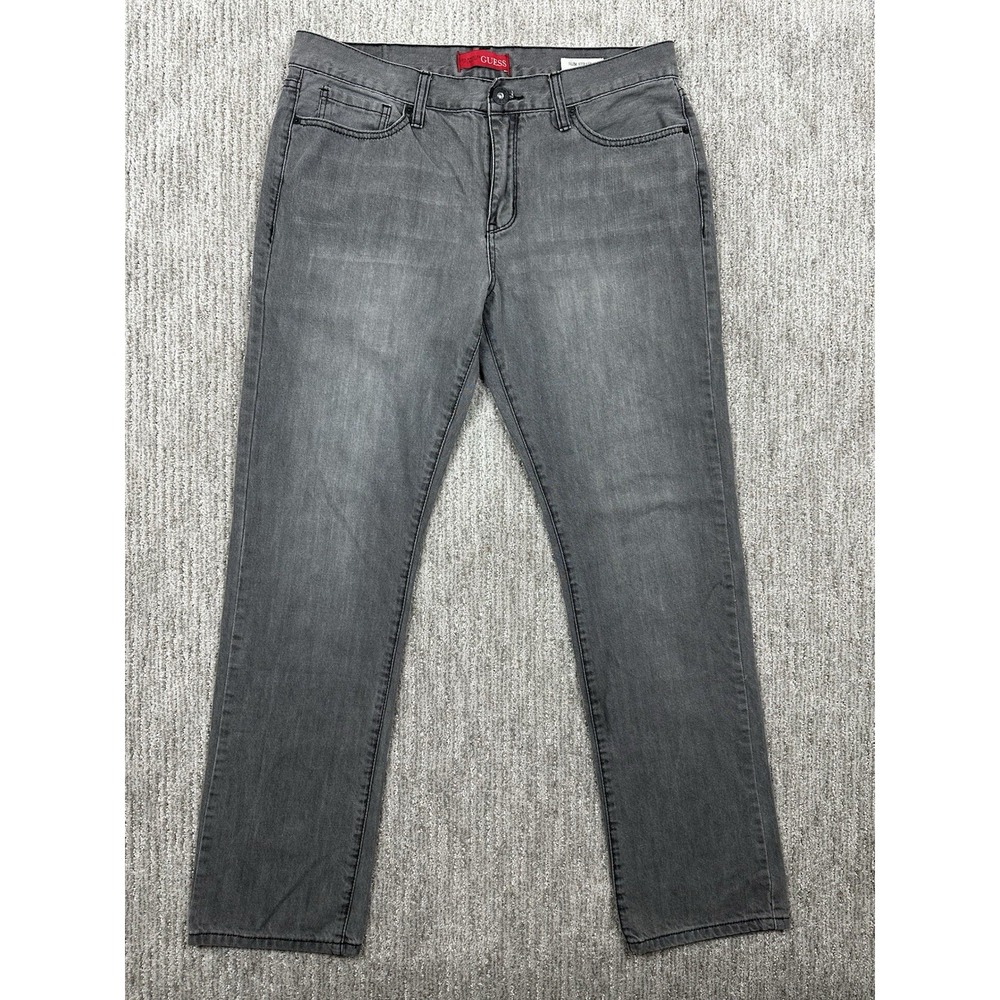 Guess Jeans Men's Slim Straight 36x34 Fits x33" Del Mar Fit Gray Denim Jeans Y2K